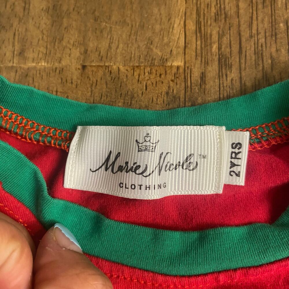 Marie Nicole red polka dot reindeer‎ embroidered long sleeve shirt SIZE 2 - Picture 3 of 5